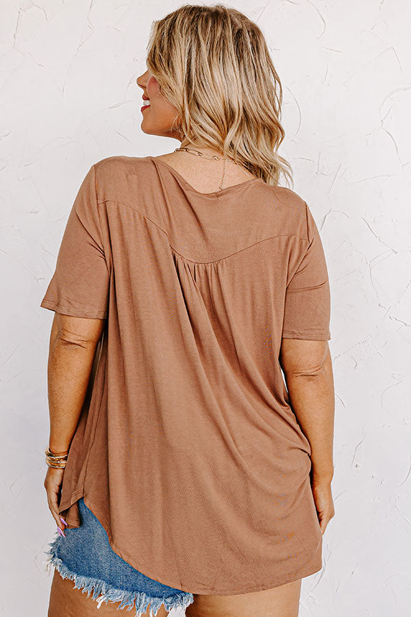 Follow Your Lead Shift Top In Camel Curves Image - 3
