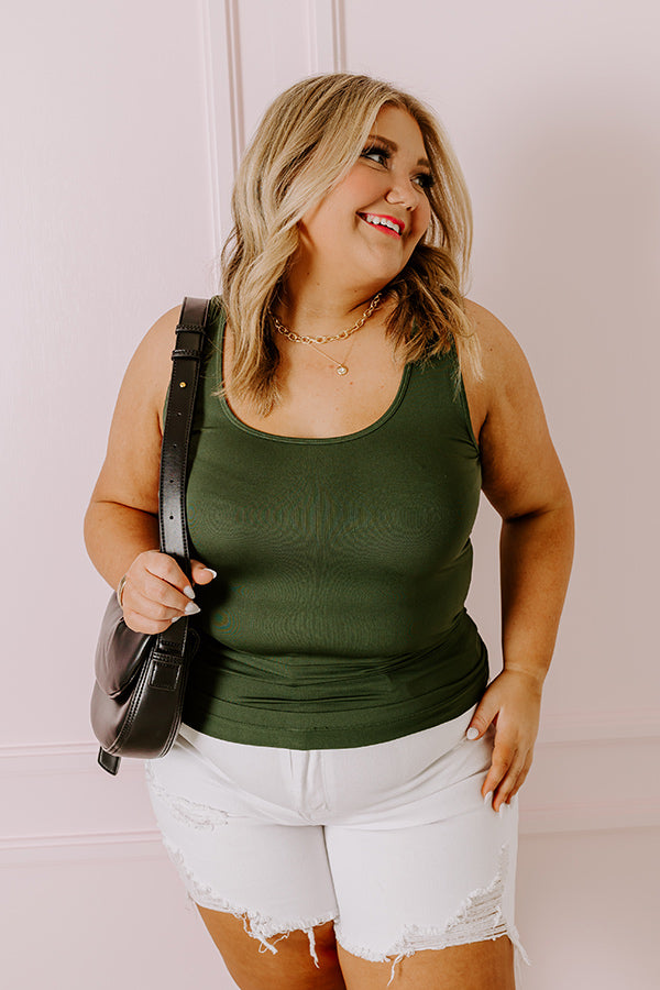 Basic Instincts Seamless Tank In Hunter Green Curves