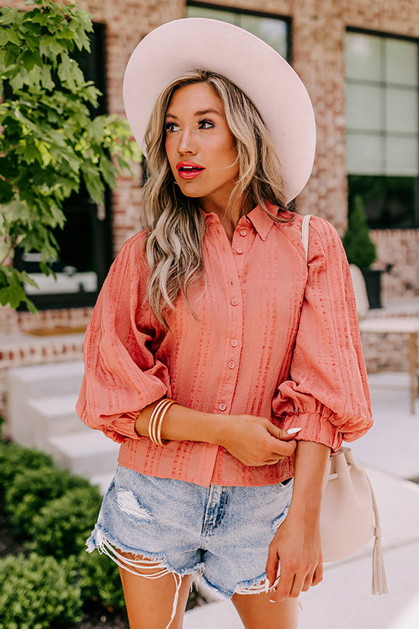 Smooth Talker Button Up In Coral Image - 2