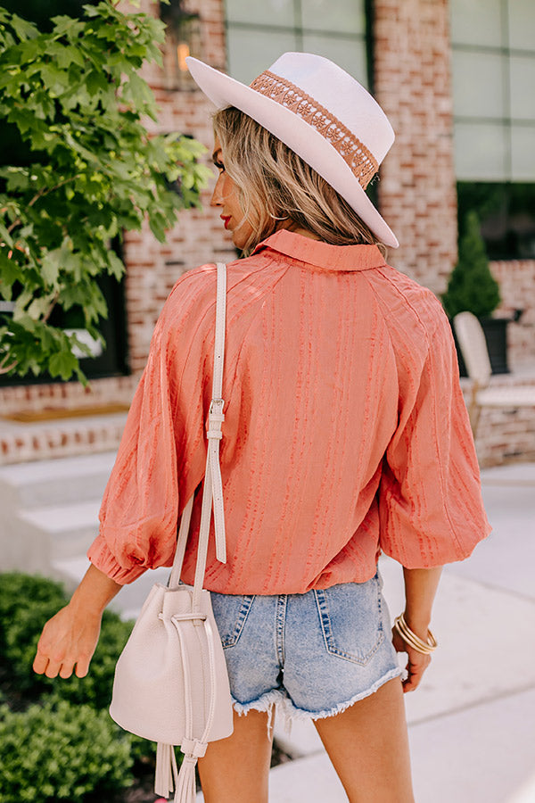 Smooth Talker Button Up In Coral Image - 4