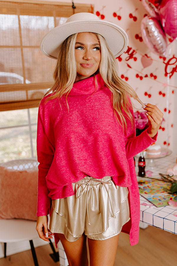 Time For Cozy Sweater in Hot Pink