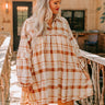 Soho Sweetness Plaid Babydoll Dress in Camel Curves Image - 1