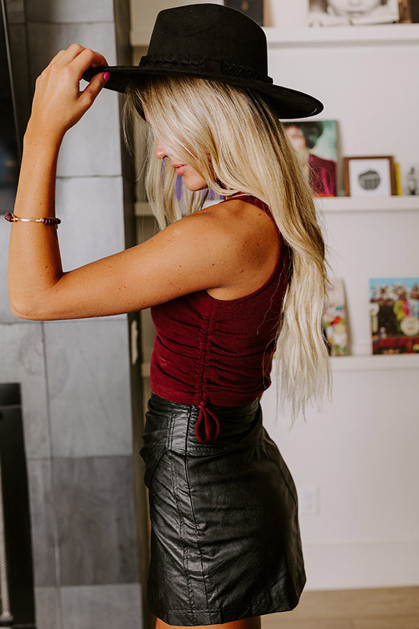 Have A Ball Ruched Side Top In Merlot Image - 3