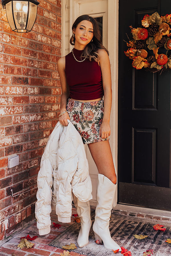 Have A Ball Ruched Side Top In Merlot Image - 1