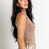 Have A Ball Ruched Side Top In Taupe Image - 1