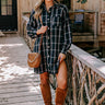 Seasons Keep Changing Flannel Dress In Navy Image - 1