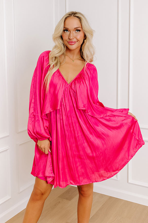 Impeccably Dressed Satin Dress In Pink