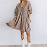 Writers Retreat Babydoll Dress In Taupe Image - 1