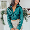 Unseen Beauty Satin Tie Top in Hunter Green Image - 1