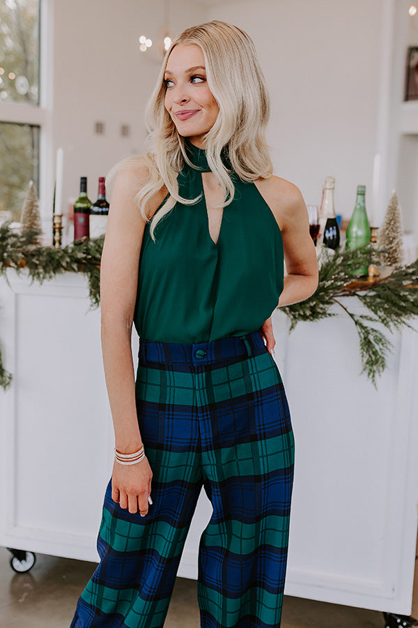 Crowded Affair Halter Shift Top in Hunter Green