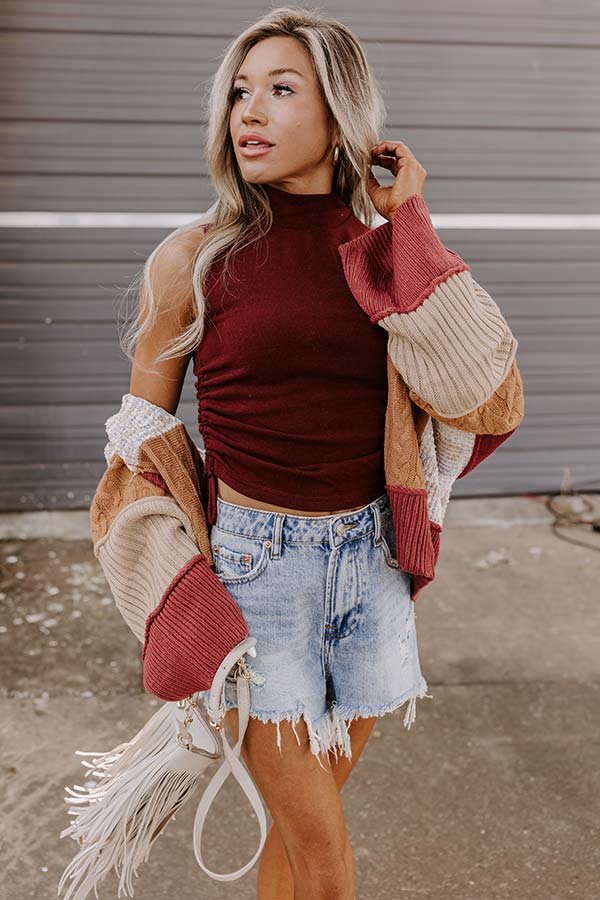 Snuggle Spot Colorblock Sweater In Aurora Red • Impressions Online Boutique
