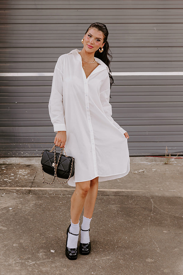 Born To Be Stylish Button Up Dress In White