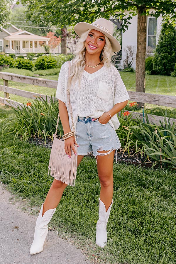 Need A Retreat Knit Top In Ivory Image - 1
