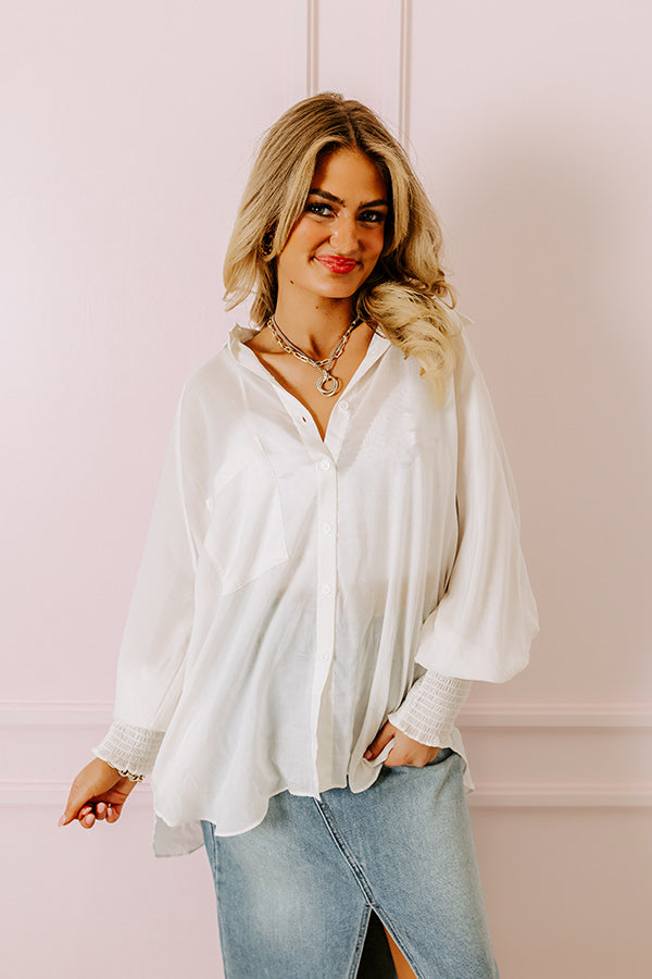 Class And Charm Button Up Top in Ivory