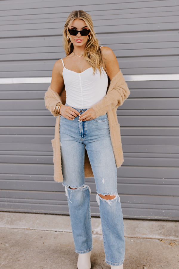 The Vinny High Waist Destroyed Wide Leg Jean In Light Wash Image - 2