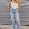 The Vinny High Waist Destroyed Wide Leg Jean In Light Wash Image - 1