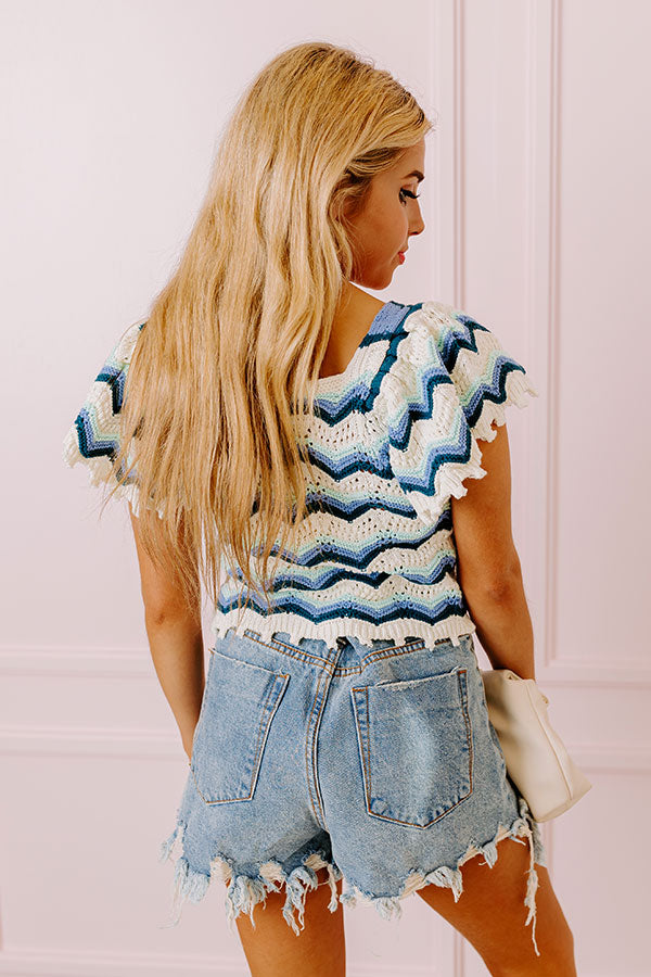 Take A Minute Crochet Top In Blue Image - 3