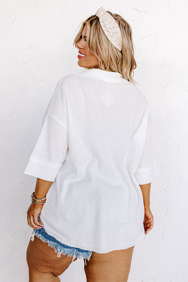 Sailing Away Waffle Knit Top In White Image - 4