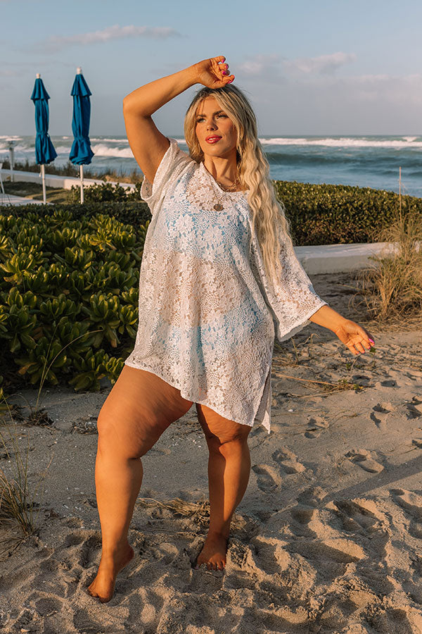 Take A Trip Lace Shift Tunic In White Curves