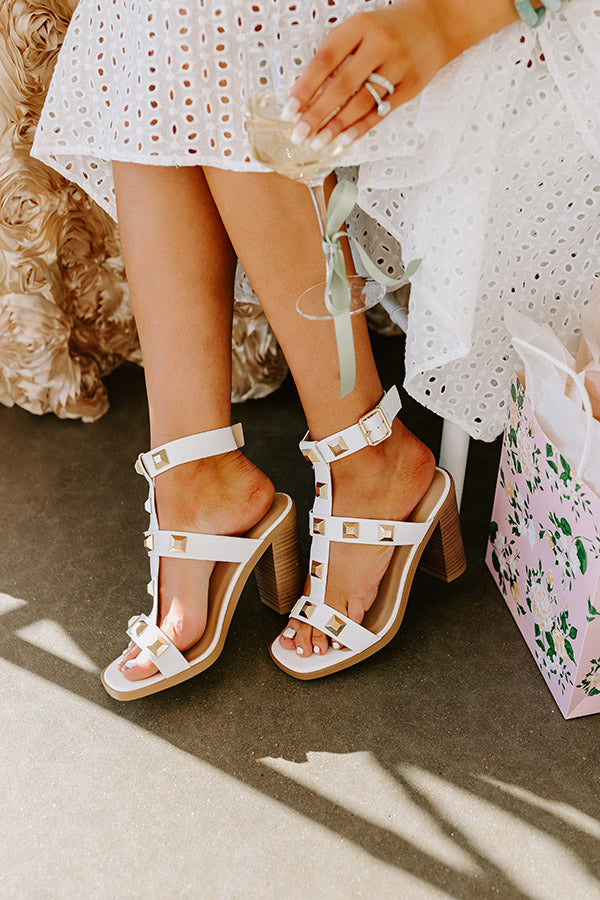 The Asheville Faux Leather Studded Heel In White