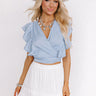 Summer Glow Chambray Wrap Top In Light Wash Image - 1