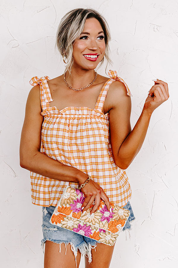 Blowing Kisses Gingham Shift Top