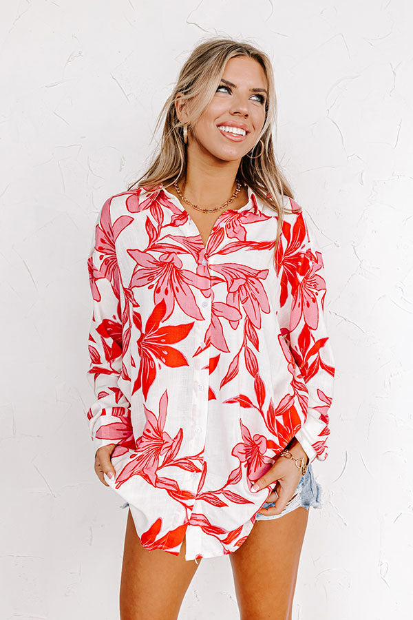 Take A Second Floral Button Up in Pink Image - 2