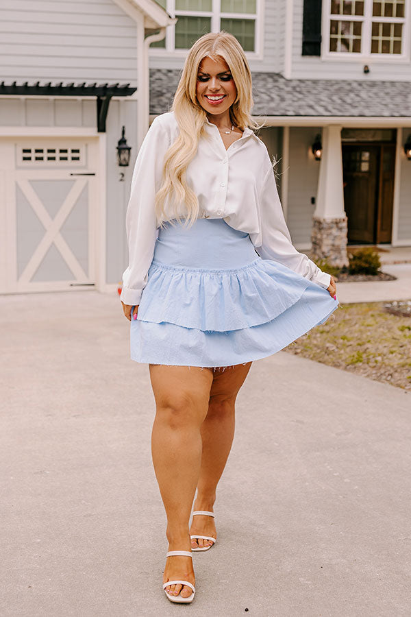 Exchanging Stories Skirt In Sky Blue