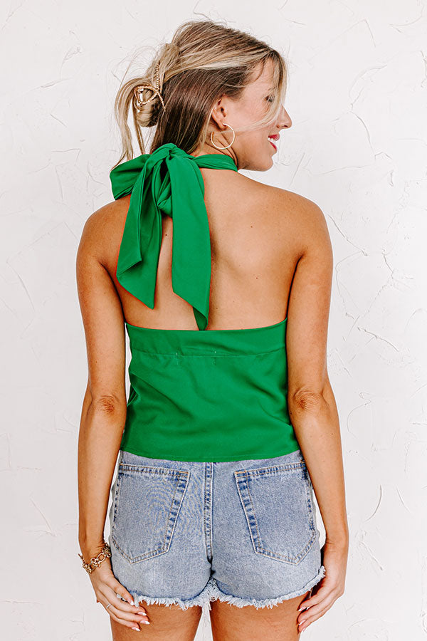 Snap A Photo Halter Top In Green Image - 2