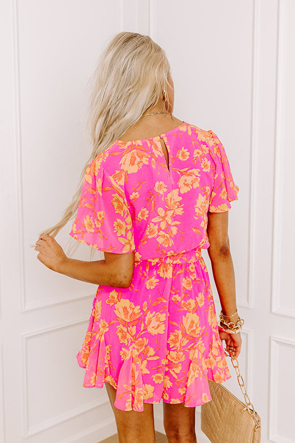 Sassy And Sweet Floral Romper In Neon Pink Image - 4
