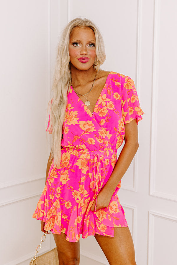 Sassy And Sweet Floral Romper In Neon Pink Image - 1