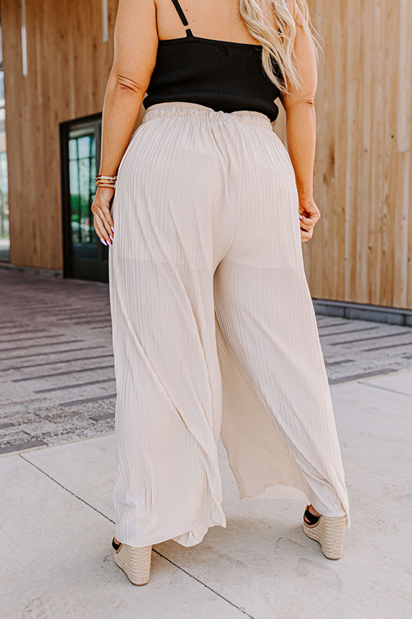 Summer In Malibu Pleated Pants In Cream Curves • Impressions Online Boutique