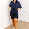 Daily Basis Biker Shorts In Navy Curves Image - 1
