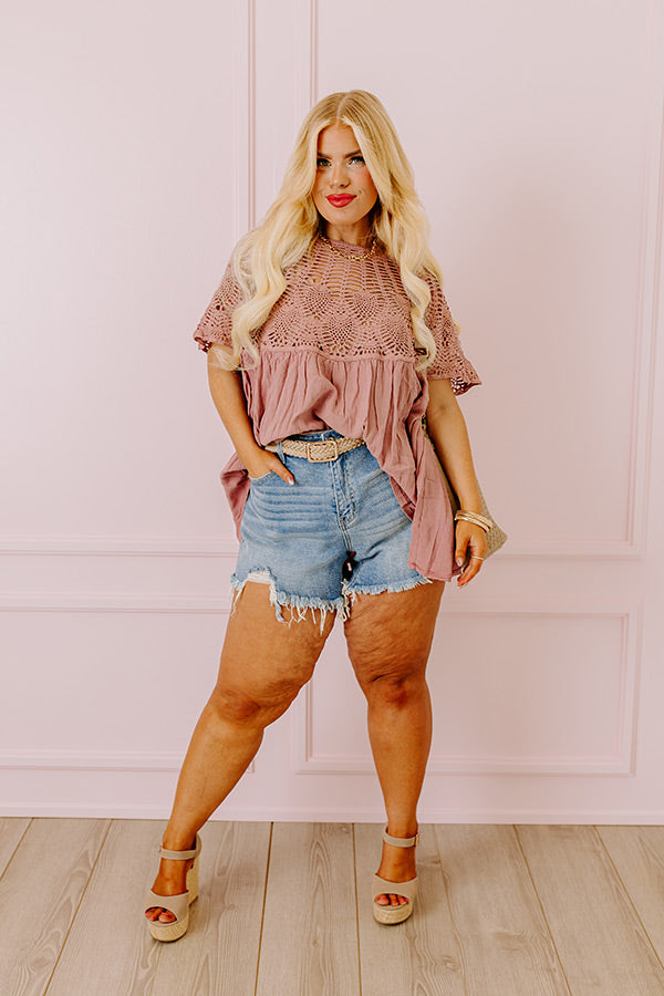 Getting Sun Crochet Shift Top In Dusty Purple Image - 1