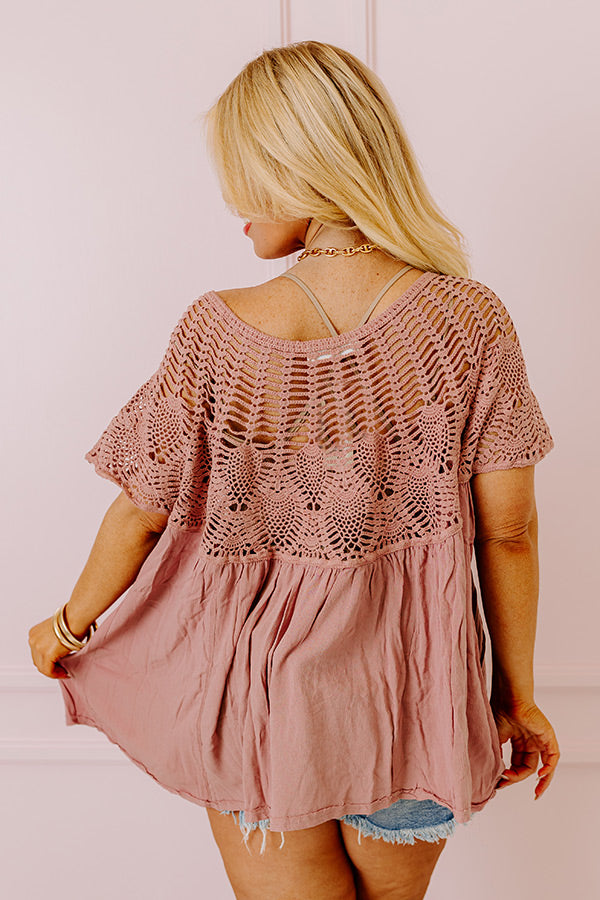 Getting Sun Crochet Shift Top In Dusty Purple Image - 2