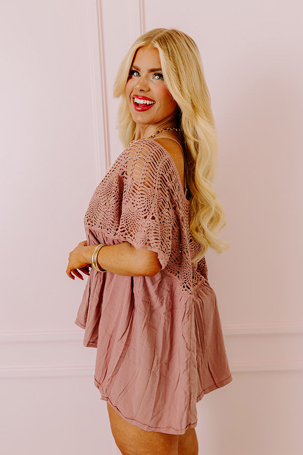 Getting Sun Crochet Shift Top In Dusty Purple Image - 3