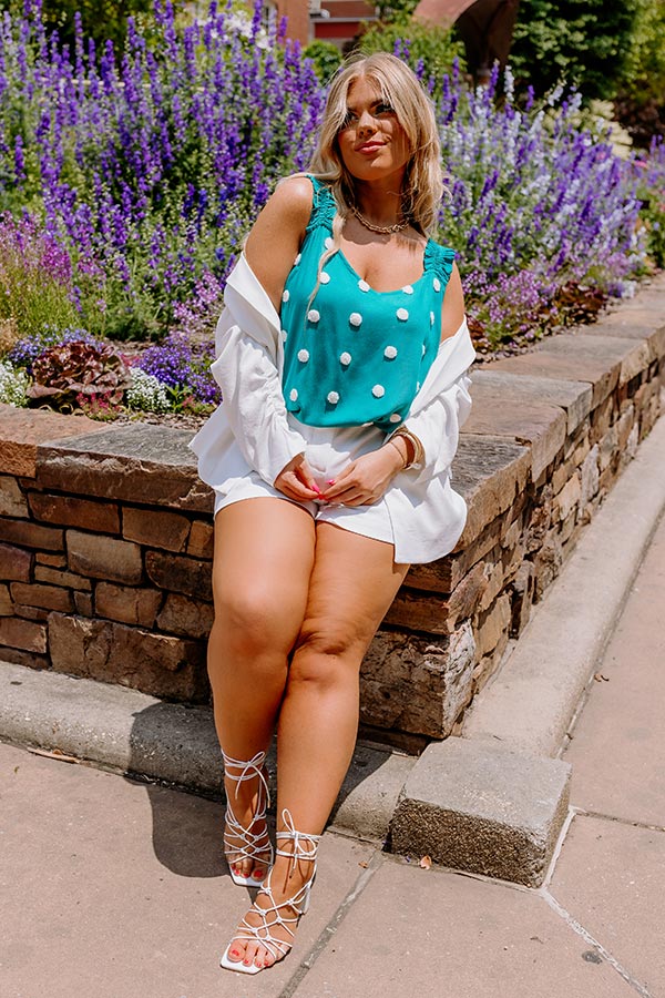 San Fran Frills Polka Dot Top In Teal Curves Image - 1