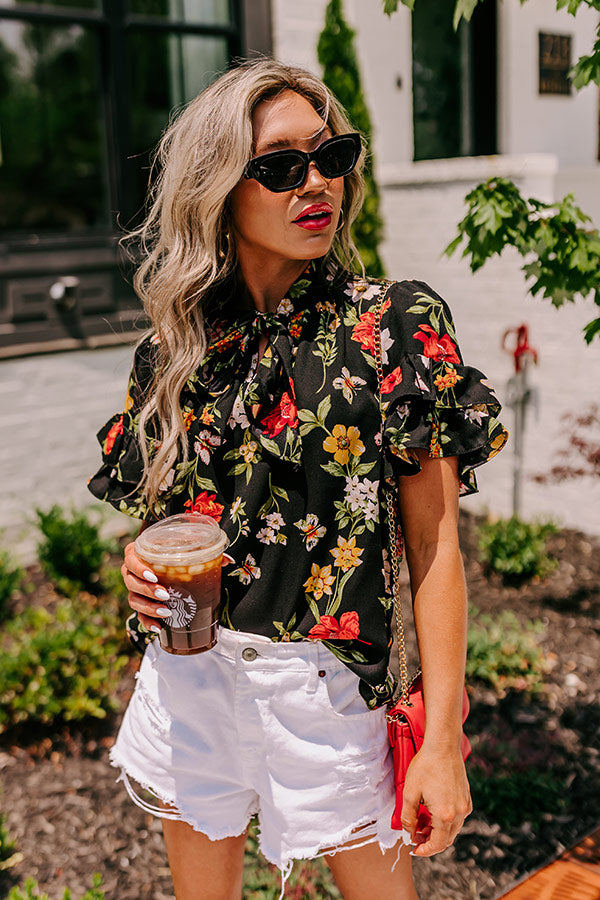For A Season Floral Shift Top in Black Image - 1