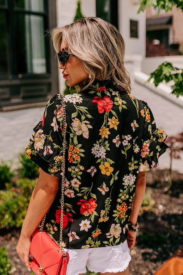 For A Season Floral Shift Top in Black Image - 3