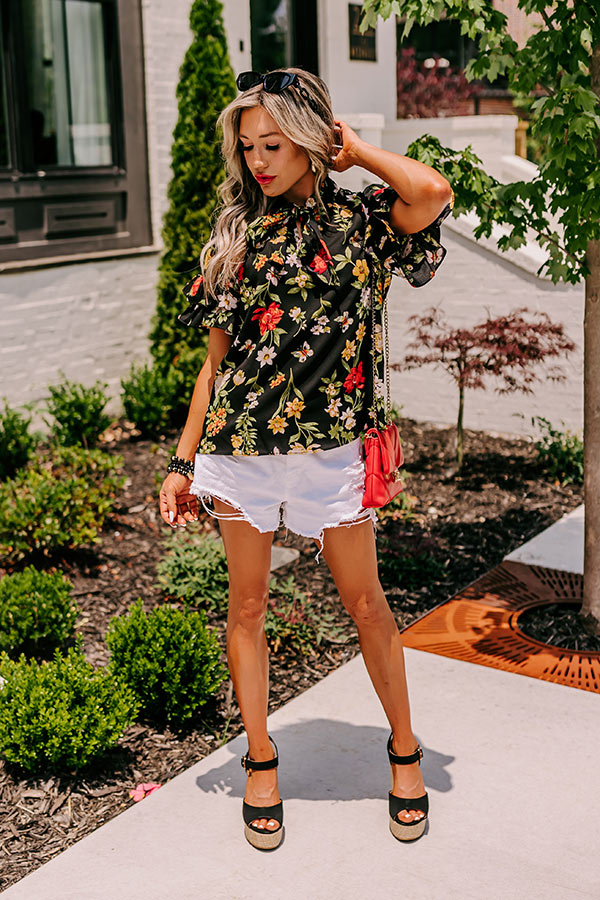 For A Season Floral Shift Top in Black Image - 2