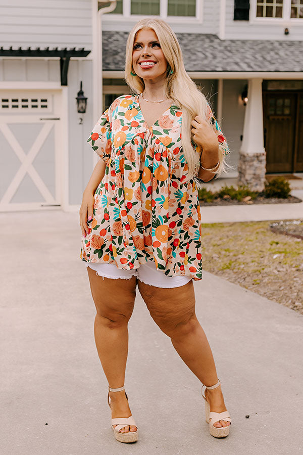 Memories On Repeat Babydoll Top In Champagne Curves Image - 2