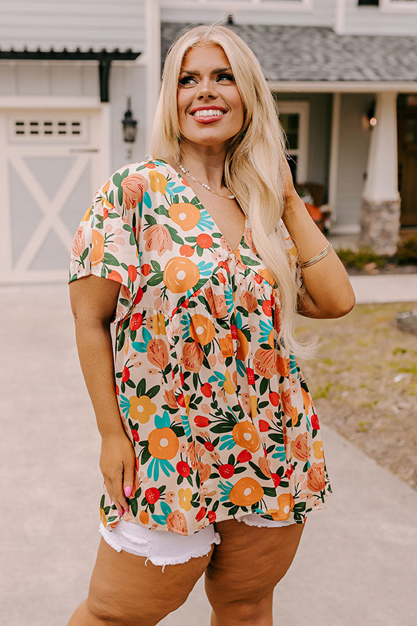 Memories On Repeat Babydoll Top In Champagne Curves Image - 1