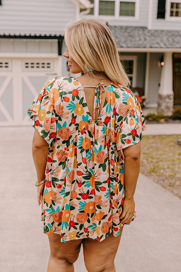 Memories On Repeat Babydoll Top In Champagne Curves Image - 3