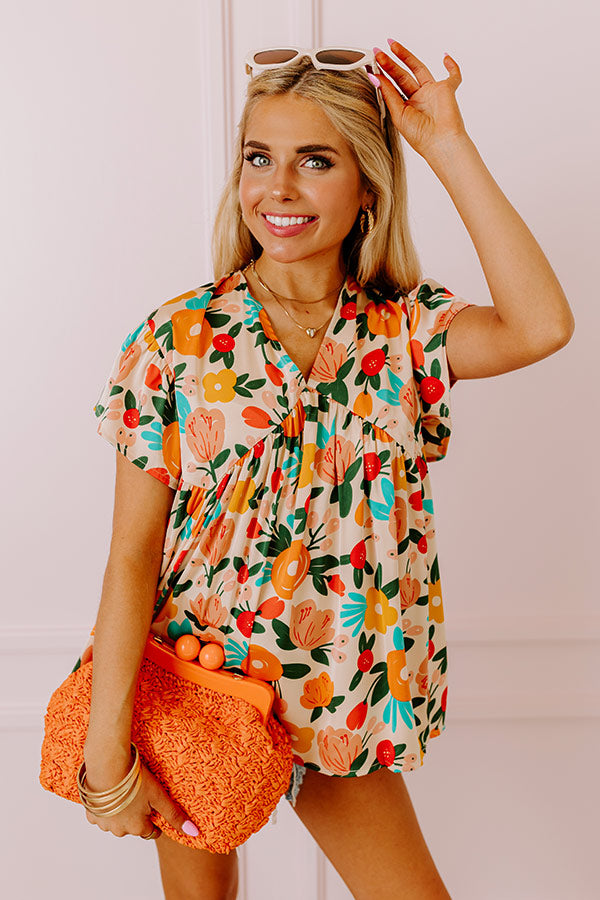 Memories On Repeat Babydoll Top In Champagne Image - 1