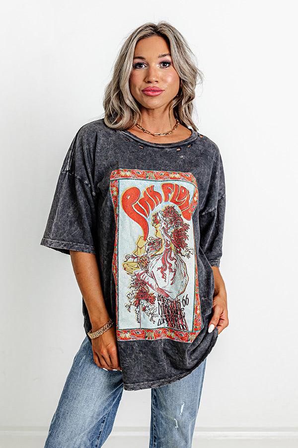 Pink Floyd Marquee London Distressed Graphic Tee in Vintage Black Image - 3