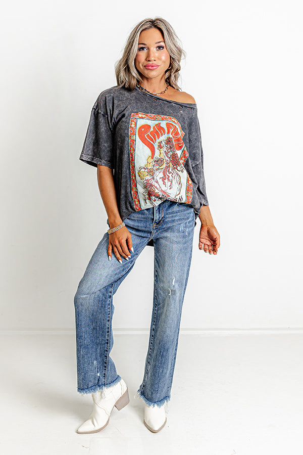 Pink Floyd Marquee London Distressed Graphic Tee in Vintage Black Image - 4