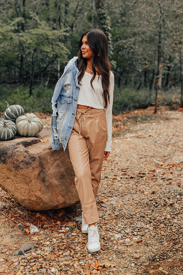 Austin Nights Faux Leather Pants In Iced Latte Image - 1