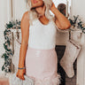 The Freesia Patent Feather Skirt In Blush Image - 1