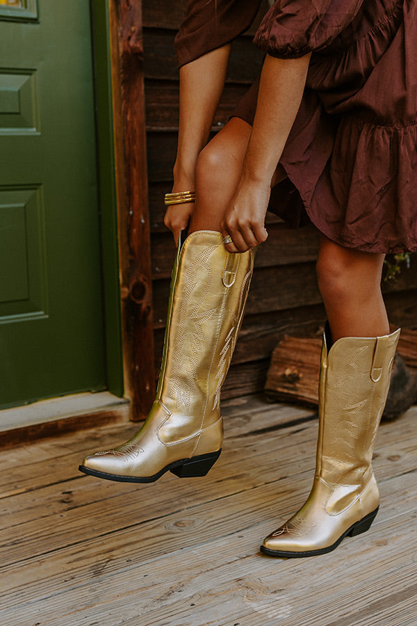 The Lockwood Metallic Cowboy Boot in Gold