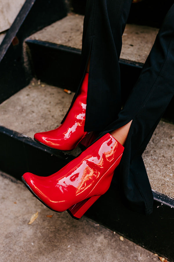 The Yasmine Patent Bootie In Red
